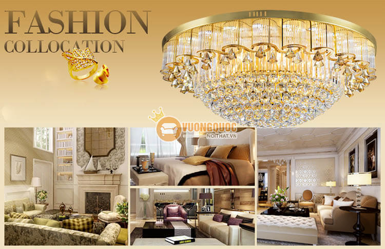 Đèn ốp trần pha lê đẹp treo phòng khách CM221-3